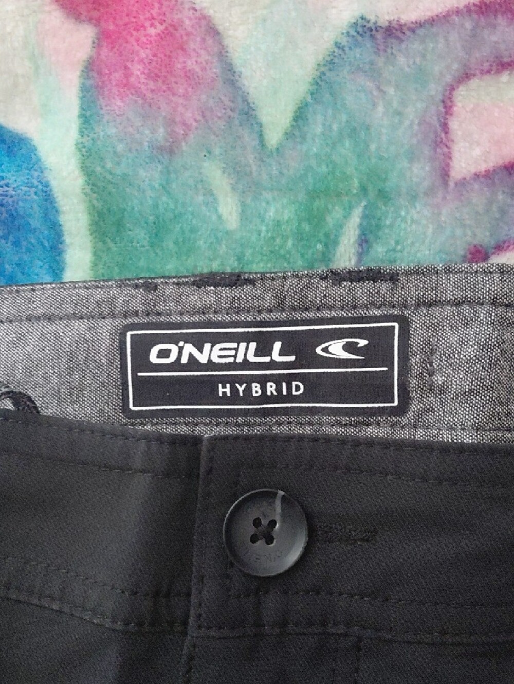 O'Neill Black Men's Hybrid Shorts with Gray Drawstring - Picture 2 of 5